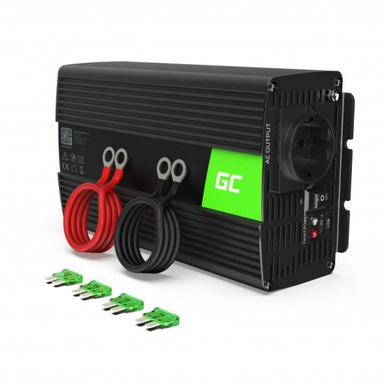 PRZETWORNICA NAPIĘCIA INWERTER Green Cell 12V -|} 230V 1000W/2000W MODYFIKOWANA SINUSOIDA NV08