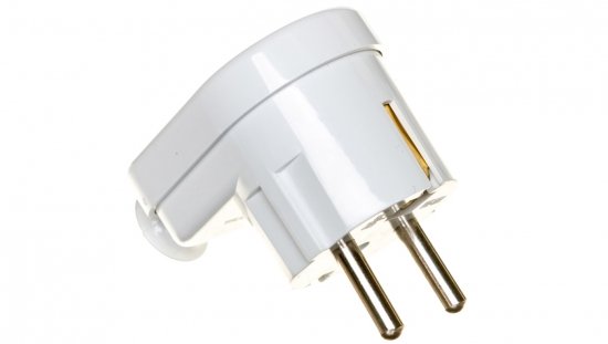 Wtyczka kątowa 16A 2P Z Uni-Schuko 250V biała WT-16U