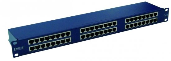 Panel 19 , 48xRJ45 STP kat.6 (1U) z półką, niebieski