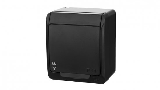 HERMES IP44 gniazdo natynkowe pojedyncze z uziemieniem 2P Z schuko czarne 0324-09
