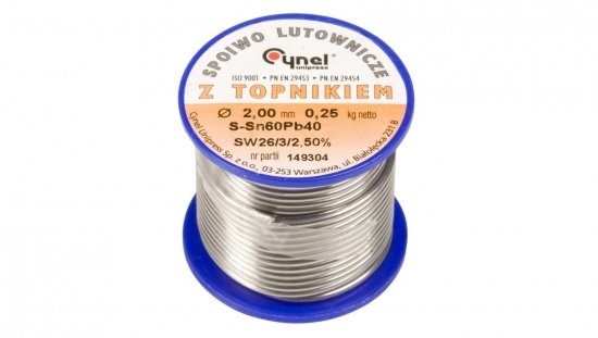 Drut do lutowania 2mm DW 2,00/TLR cyna E05ML-01010200801
