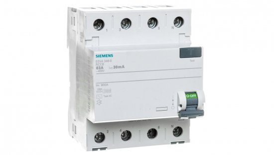 Wyłącznik różnicowoprądowy 4P 63A 0,03A Typ AC 30mA 400V SENTRON 5SV4346-0