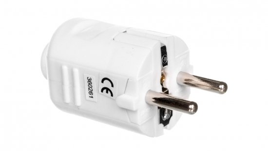 Wtyczka prosta 10/16A 250V 2P Z biała YV-FA-4Z P0034