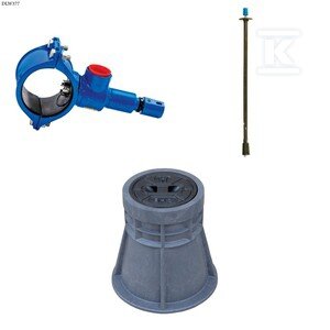 Nawiertka DN110x50 do rur PVC/PE, PN16, do wody, GJS + obudowa sztywna + skrzynka PEHD ZESTAW DLW377