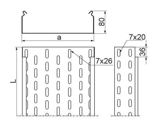 Korytko KCL100H80/3N