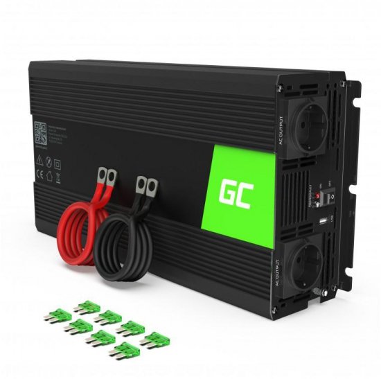 PRZETWORNICA NAPIĘCIA INWERTER Green Cell 24V -|} 230V 500W/1000W MODYFIKOWANA SINUSOIDA INV04DE