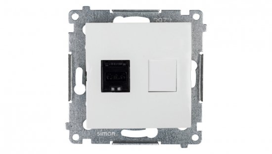 Simon 54 Gniazdo komputerowe pojedyncze RJ45 kat.6 z przesłoną białe D61.01/11