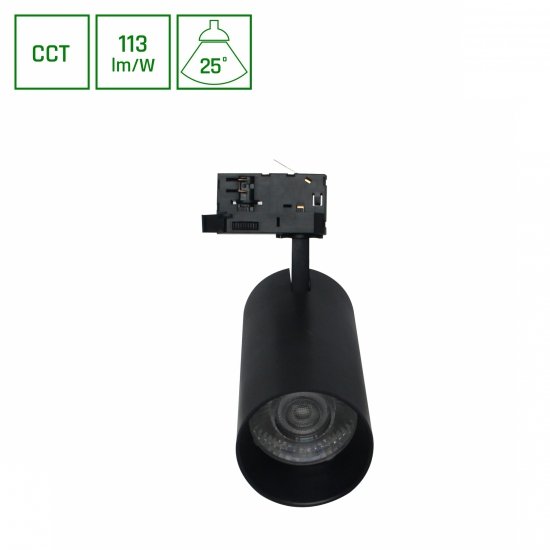 ANDROMEDA PRIME NA SZYNOPRZEWÓD 3F CCT 24W 230V 25st IP20 śr.76x177x228mm CZARNY SPECTRUM