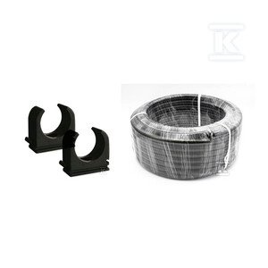 Rura karbowana RKSGD-UV E40/25mb czarna z pilotem, średnica zewnętrzna 40mm, średnica wewnętrzna 32mm /w krążku 25mb/+uchwyt otwarty, bezhalogenowy, UV odporny 40mm kolor czarny, opakowanie 25 sztuk DLV039