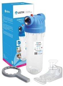 Korpus antybakteryjny 10&quot; z przyłączem 1&quot; + płytka + klucz + wkręty