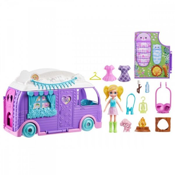 Mattel Zestaw figurek Polly Pocket Glampingowy Van Kamper + laleczka