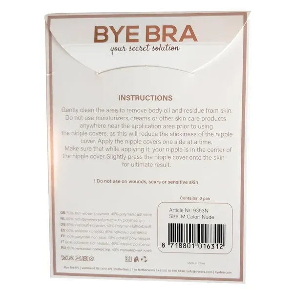 Osłonki materiałowe - Bye Bra Satin Nipple Covers M Nude 3 pary