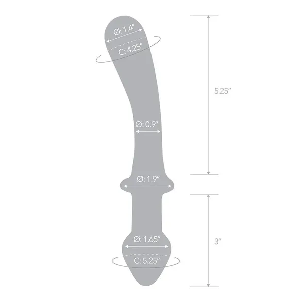 Glas Double Play Szklany model intymny dwustronny 24 cm przezroczysty