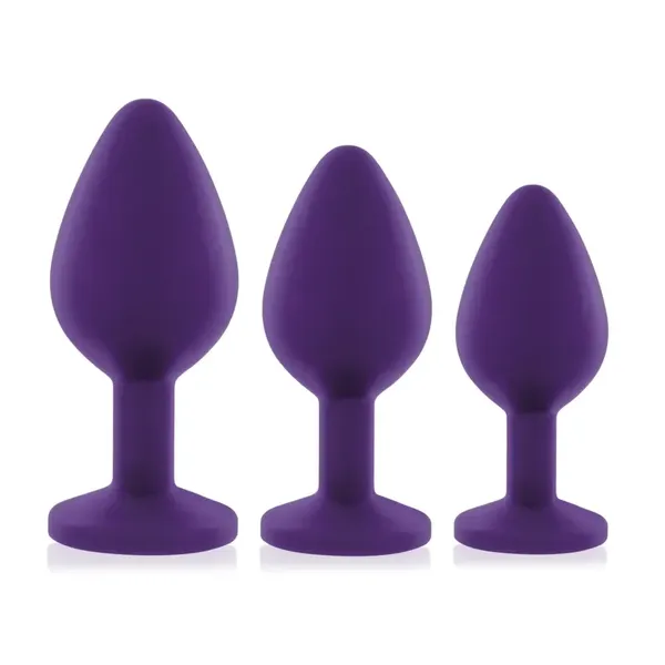 Rianne S Booty Plug Set Purple - Zestaw 3 silikonowych akcesoriow z ozdobą