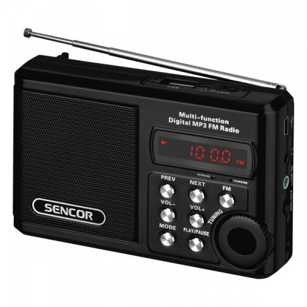 Sencor SRD 215 B KIESZONKOWE RADIO Z MP3,USB,SLOT NA KARTE SD    BATERIA LITOWA DO 10 GODZ.
