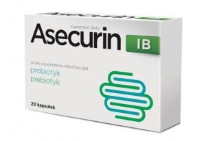 Asecurin IB, probiotyk + prebiotyk, 20 kapsułek