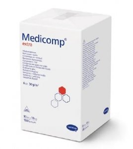 Medicomp Extra 6W, 10 cm x 10 cm, kompresy z włókniny, niejałowe, 100 sztuk