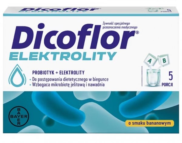 Dicoflor Elektrolity, probiotyk i elektrolity, dla dzieci od 1. roku życia i osób dorosłych, 10 saszetek