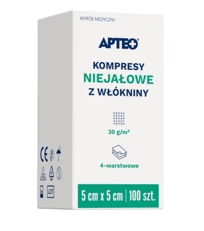Kompresy niejałowe z włókniny 5 cm x 5 cm, 100 sztuk