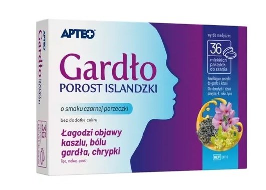 Gardło porost islandzki APTEO, 36 pastylek