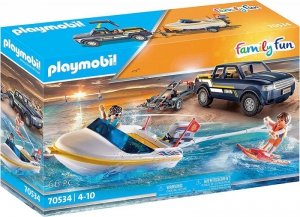 Playmobil Zestaw figurek Family Fun 70534 Pickup z łodzią motorową