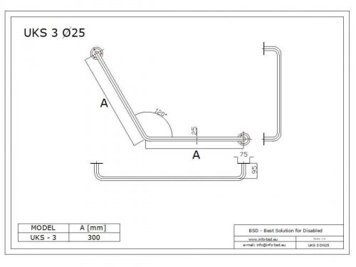 Uchwyt Kątowy dla Niepełnosprawnych specjalny 30/30cm biały fi25