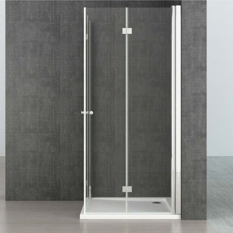 Kabina prysznicowa dla osób Niepełnosprawnych 80x100 cm narożna z drzwiami łamanymi składanymi na ścianę.
