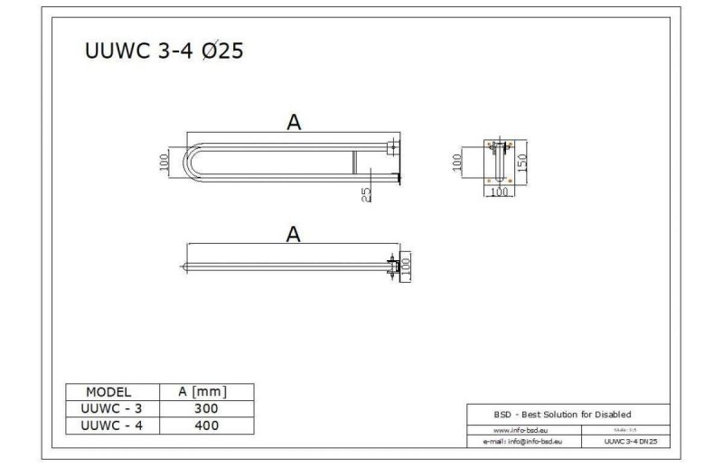 Uchwyt Uchylny dla Niepełnosprawnych 40 cm biały fi25
