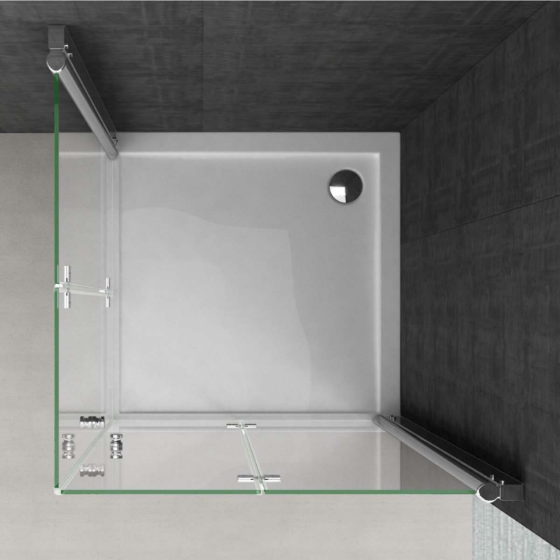 Kabina prysznicowa dla osób Niepełnosprawnych 80x80 cm narożna z drzwiami łamanymi składanymi na ścianę,