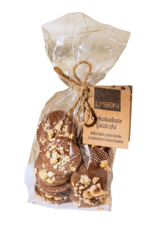 Czekoladowe Guziczki z miodem i orzechami Pasieka Lyson 100g