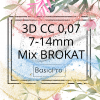 3D CC 0,07 7-14mm BasicPro MIX z BROKATEM, różowy, złoty, niebieski, srebrny