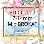 3D CC 0,07 7-14mm BasicPro MIX z BROKATEM, różowy, złoty, niebieski, srebrny