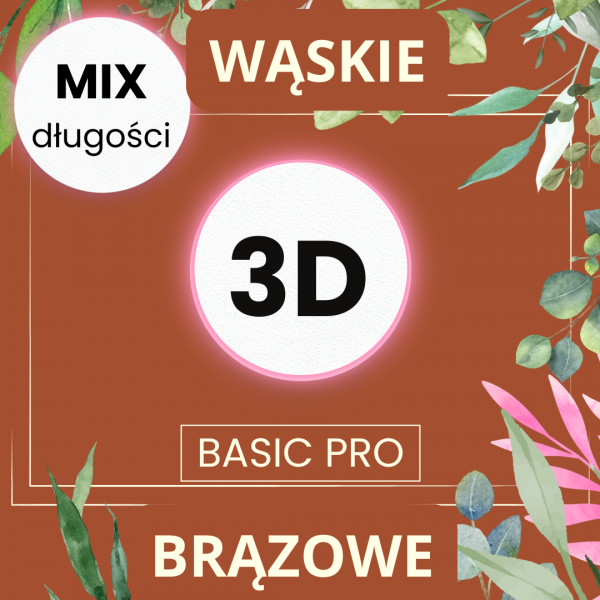 3D C 0,07 JASNY ŚREDNI CIEMNY BRĄZ 6-12 mm BasicPro Paleta Mix WĄSKIE