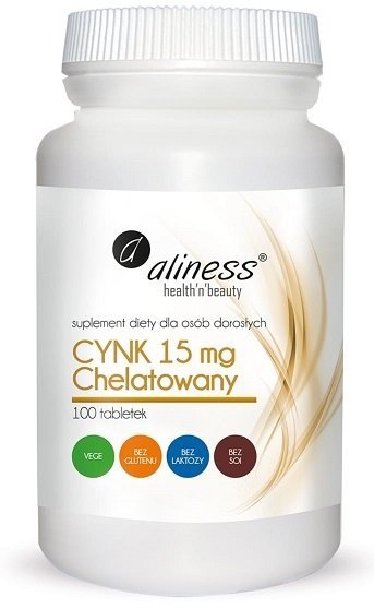 Aliness Cynk chelatowany 15 mg suplement diety 100 tabletek Vege