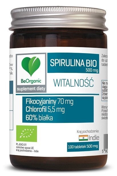Aliness BeOrganic SPIRULINA produkt BIO 500 mg x 100 tabletek