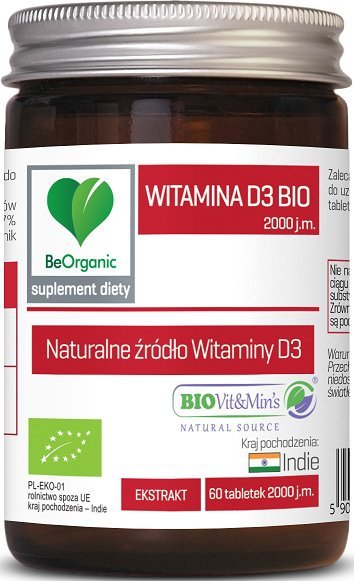 Aliness BeOrganic Witamina D3 produkt BIO 2000 j.m. x 60 tabletek