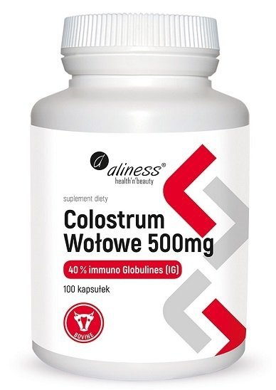 Aliness Colostrum Wołowe IG 40% 500 mg suplement diety 100 kapsułek