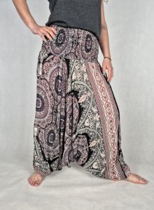 Szarawary damskie z Tajlandii – 100% rayon – Mandale & Kwiatowy Ornament