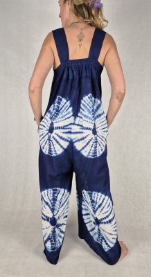 K8 - Kombinezon damski typu &quot;ogrodniczki&quot; – ręcznie farbowany, 100% rayon