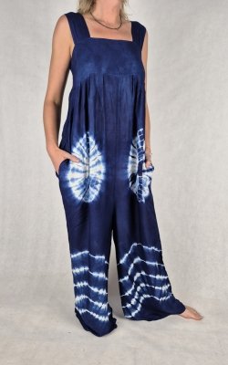 K8 - Kombinezon damski typu &quot;ogrodniczki&quot; – ręcznie farbowany, 100% rayon
