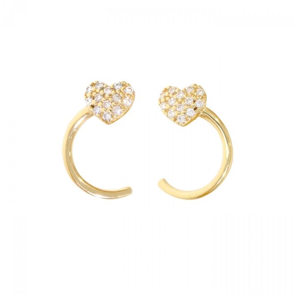 Złote kolczyki serduszka z cyrkoniami na sztyfcie KL.02140 pr.585
