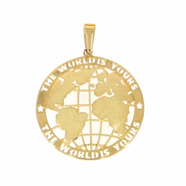 Złota zawieszka - THE WORLD IS YOURS - duża ZA.02173 pr.585