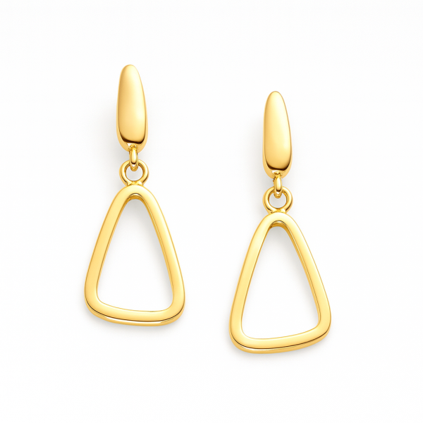 Złote kolczyki wiszące trójkątne 585 DallAcqua