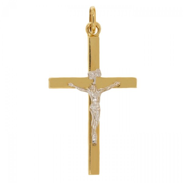 Złoty krzyżyk dwukolorowy z wizerunkiem Pana Jezusa KR.00104 pr.585