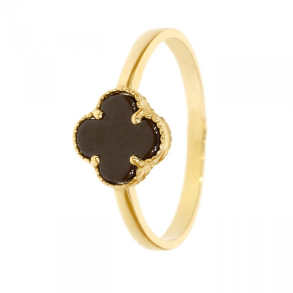  Złoty pierścionek kwiatuszek z onyksem syntetycznym PR.00781 pr.585