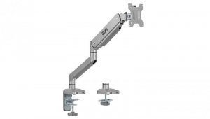 Uchwyt do monitora aluminiowy ze sprężyną gazową Ergo Office, podwójne ramię, vesa 75x75/100x100, 17-32 10 kg srebrny, ER-447