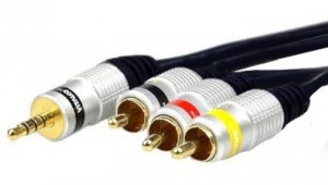 VITALCO JKD80 Kabel Audio AUX mini Jack 3,5mm 4-polowy (wtyk) / 3x RCA Cinch (wtyk) 1,5m