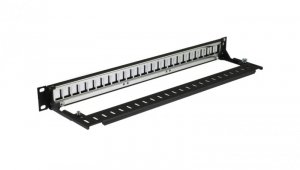 Patch panel pusty RACK 19 1U na 24 moduły keystone z półką czarny Molex