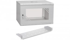 Szafa wisząca RACK 19 6U 350mm szara z półką przeszklona PRO LIGHT