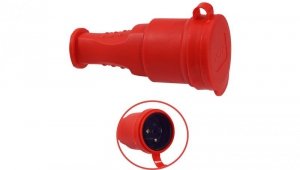 Gniazdo przenośne gumowe 16A 230V IP44 czerwone